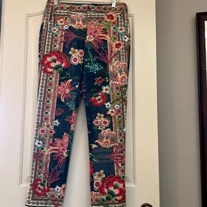 EUC Johnny Was Floral Slacks Size 6